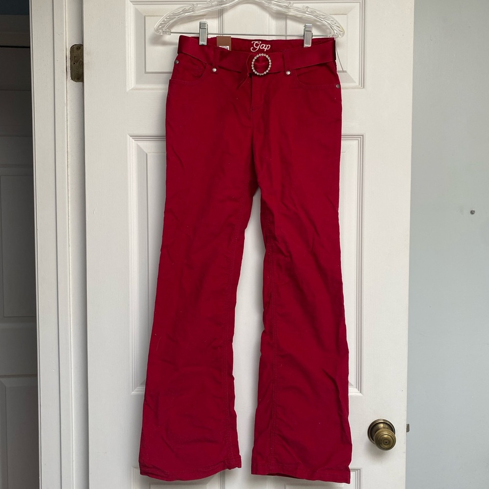 GAP Vibrant Red Pants with Rhinestone Belt